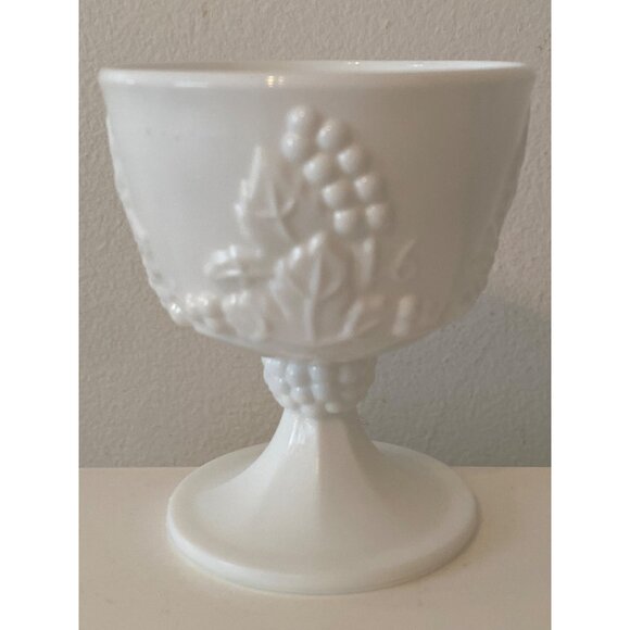Milk Glass  Dessert Cup Grapes Leaves Replacement Vintage - Picture 6 of 10